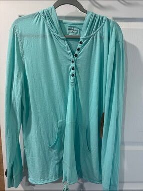 Ruff Hewn Aqua-Turquoise Hooded Henley